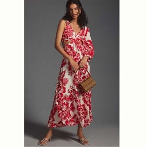 Farm Rio red floral one sholder‎ dress size medium